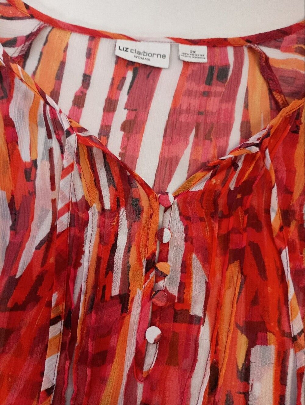 Women's Size 2X Plus Size SHEER Geometric Print Pullover Blouse Summer - Picture 9 of 9
